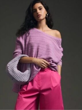 Anthropologie Pilcro Lilac Ribbed Sweater